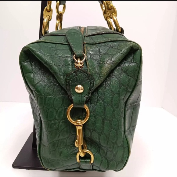 RARE Emerald Green Coach Ashley Embossed Leather Croc Alligator Handbag Xbody - Picture 8 of 16